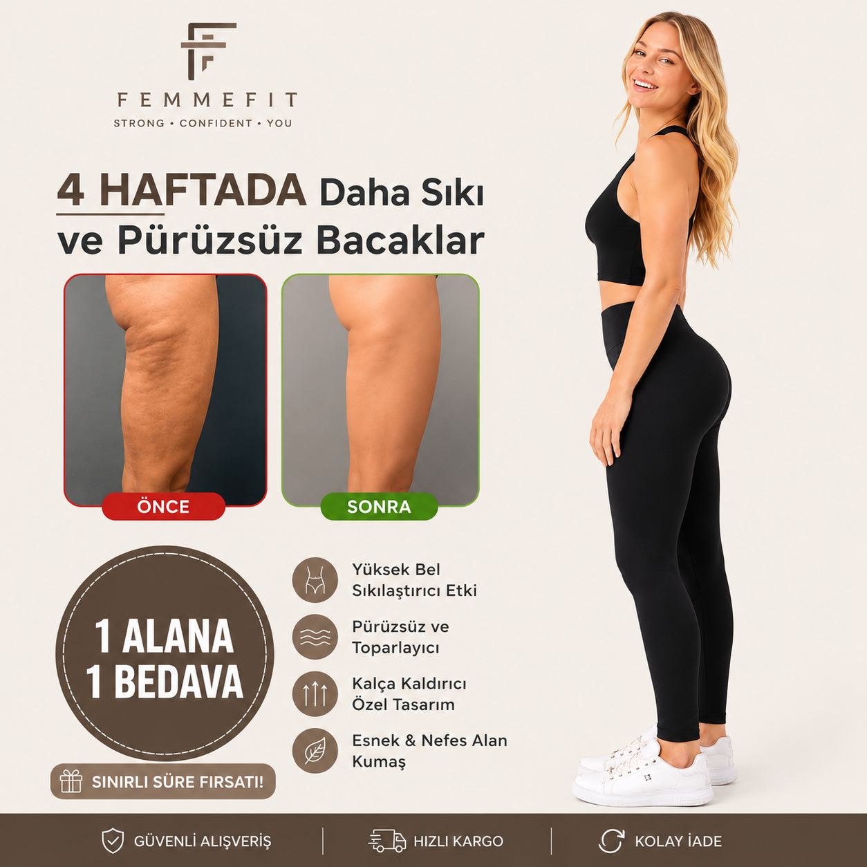 FemmeFit™ Yüksek Bel Şekillendirici Tayt